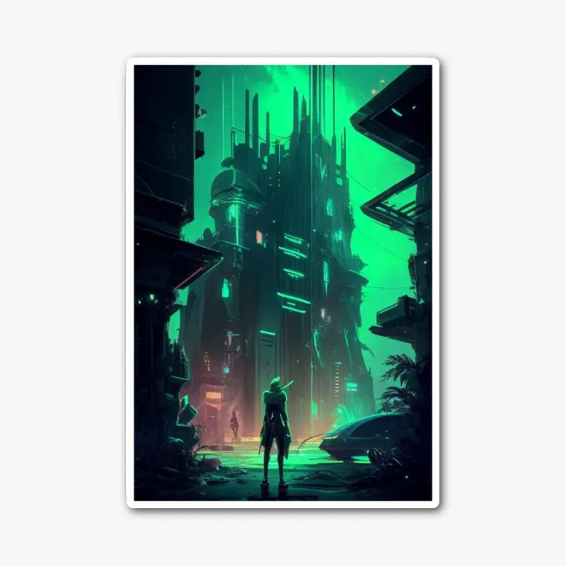 Neon Green Futuristic City