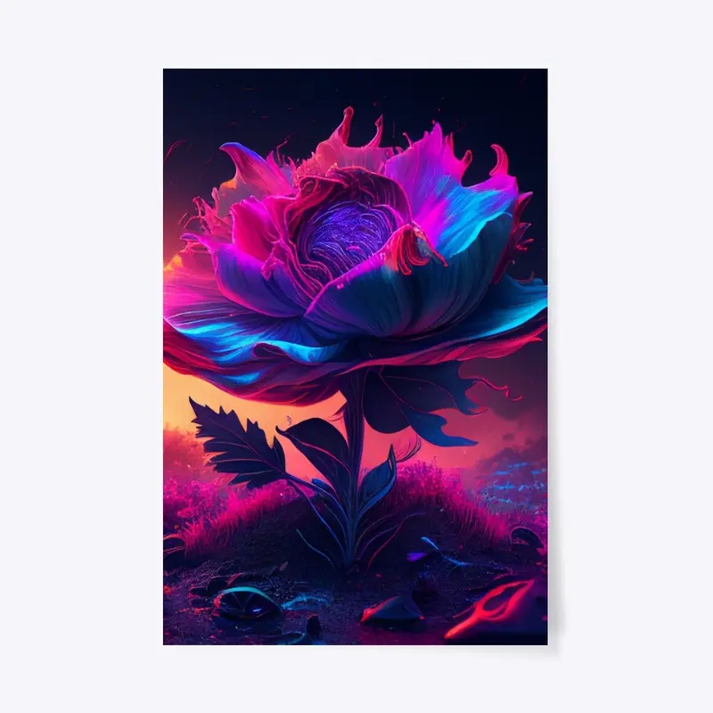 Pink, blue and purple rose 